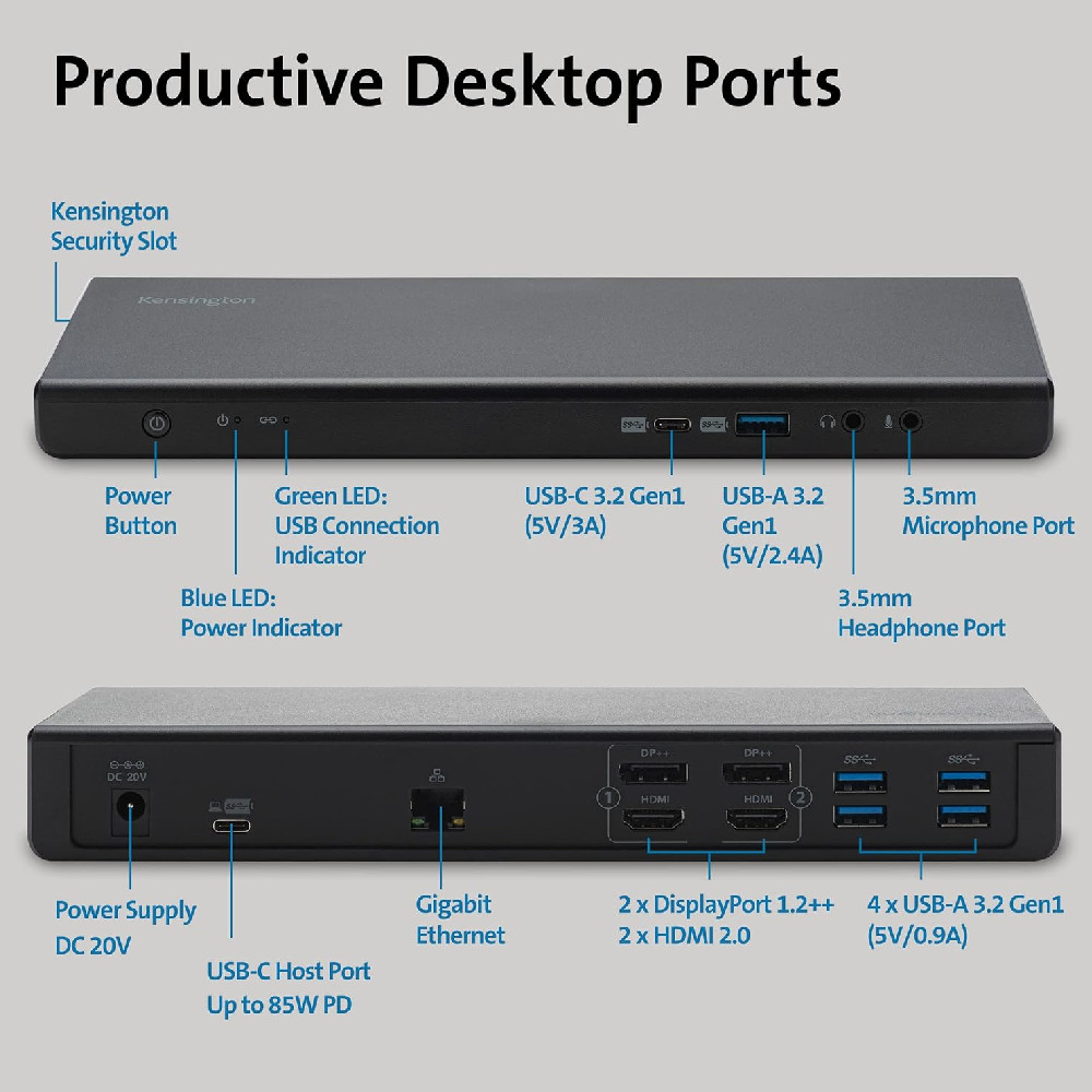 Kensington SD4750P USB-C Docking Station + 135W Laadija - Image 3